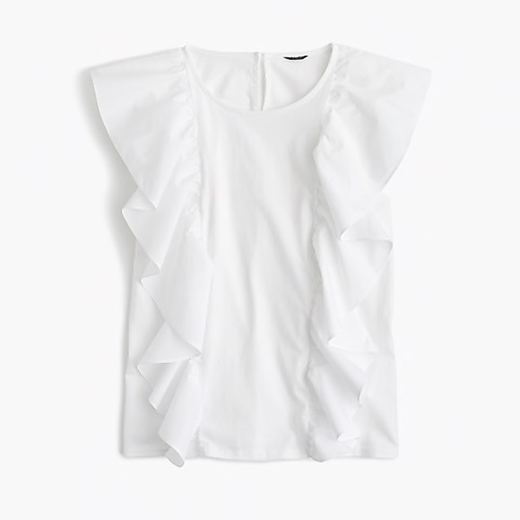 J. Crew Ruffle-Front Top in White - Picture 6 of 10
